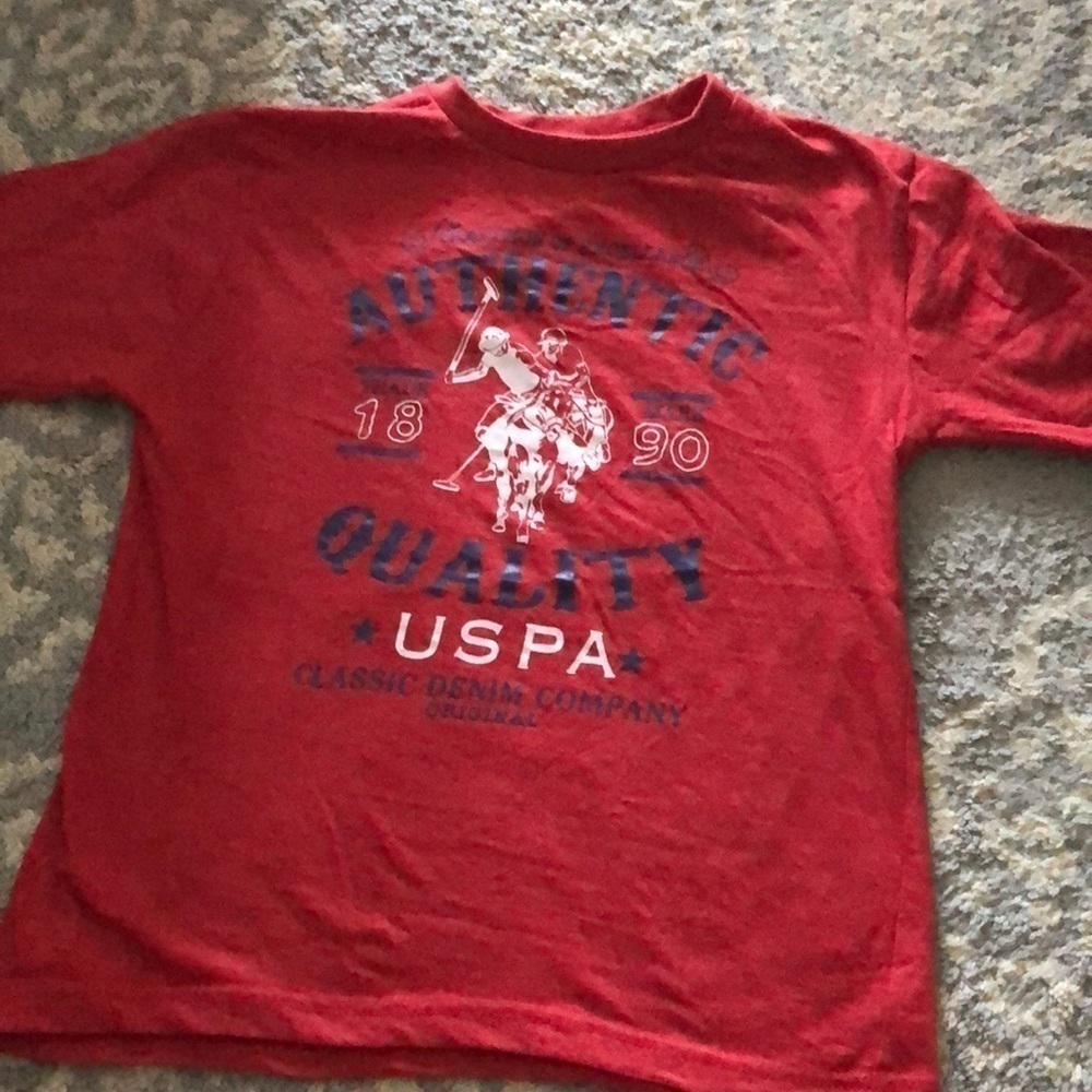U.S. Polo Assn. red short shirt polo graphic tee in size boys XL